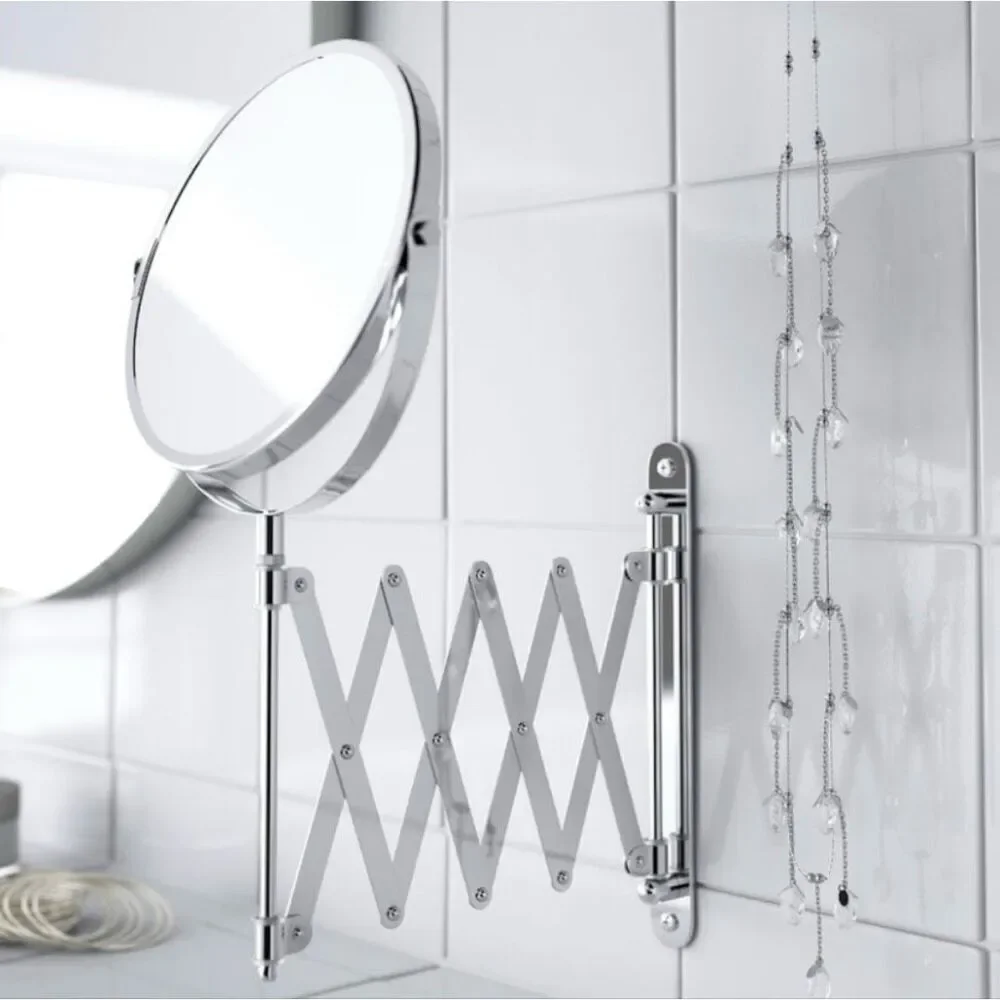 NWT IKEA Frack Wall Mounted Double-Sided Silver Magnify Stainless Steel Mirror